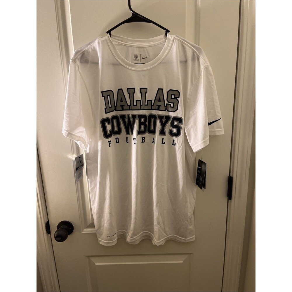 Dallas Cowboys T-Shirt Mens Large White The Nike Tee Dri Fit NFL Football